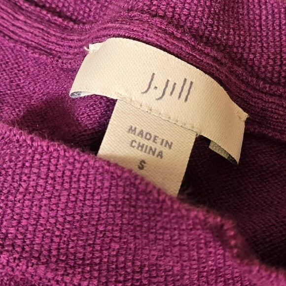 J Jill Purple Sweater Tunic Small Cotton Blend w Long Multicolor Fringed Scarf - Picture 8 of 14